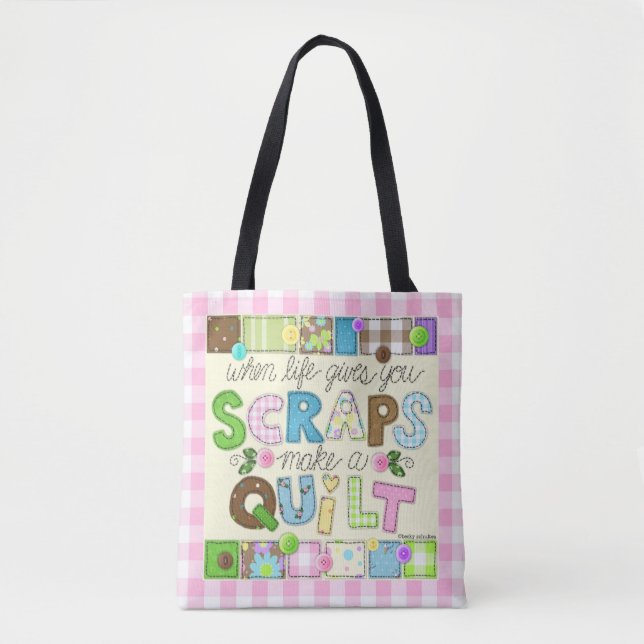 "From Scraps to Quilt" Personalised Tote Bag (Front)