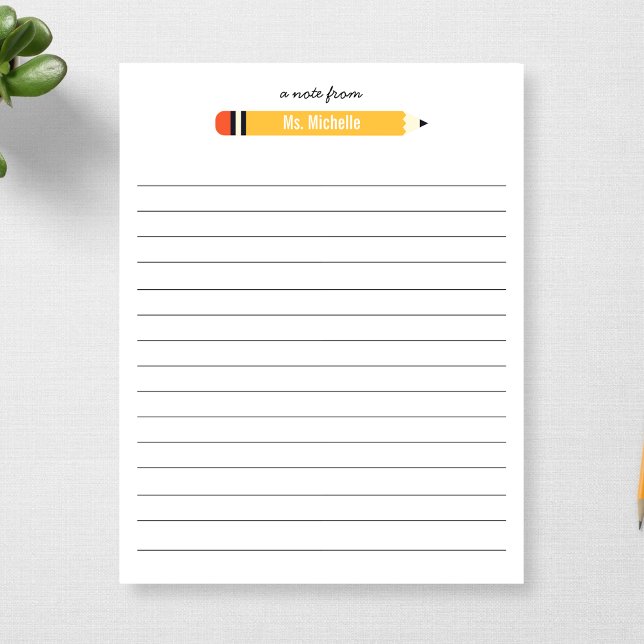 From Teacher's Name Lined 11 x 8.5 Personalised Notepad (Creator Uploaded)