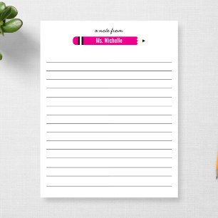 From Teacher's Name Lined 11 x 8.5 Personalised Notepad