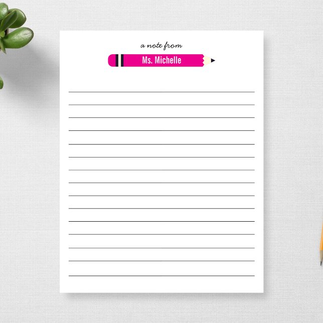 From Teacher's Name Lined 11 x 8.5 Personalised Notepad (Creator Uploaded)
