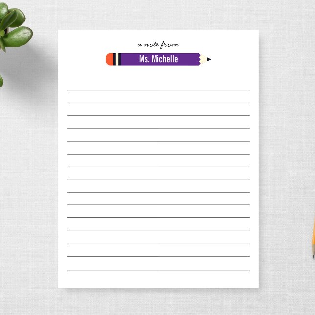 From Teacher's Name Lined 11 x 8.5 Personalised Notepad (Creator Uploaded)