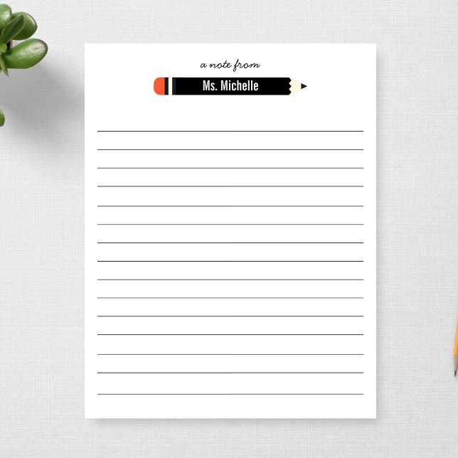From Teacher's Name Lined 11 x 8.5 Personalised Notepad (Creator Uploaded)