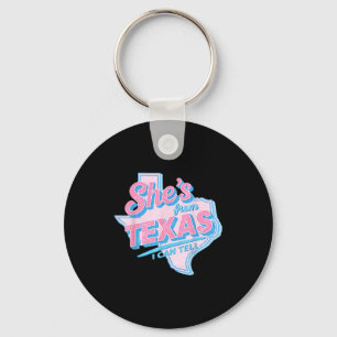 From texas can tell retro vintage texas girl key ring