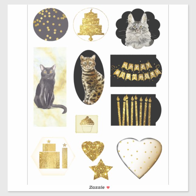 From the Cat Fancy Gold Glitter Look Birthday  (Sheet)