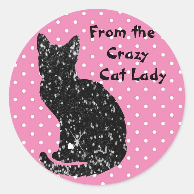 "From the Crazy Cat Lady" Envelope Sealers Classic Round Sticker (Front)