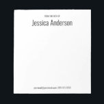 From the Desk of Black and White Your Name Notepad<br><div class="desc">From the desk of forms the top line of display text on this notepad. The second line of text is larger for the recipient's name. There's small black text at the bottom for contact information such as an email address and phone number.</div>