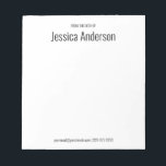 From the Desk of Black and White Your Name Notepad<br><div class="desc">From the desk of forms the top line of display text on this notepad. The second line of text is larger for the recipient's name. There's small black text at the bottom for contact information such as an email address and phone number.</div>