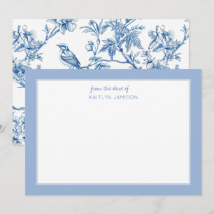 From the Desk Of Blue Chinoiserie Floral Note Card