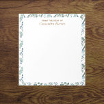 From The Desk Of Blue Green Notepad<br><div class="desc">This elegant from the desk of blue green notepad has a eucalyptus greenery border and can be personalised by easily changing the name to your own or a title like grandma or teacher or nurse, etc.. It has a modern minimalist design with typography. The message at the top says "from...</div>