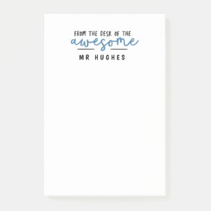 From the desk of bright fun teacher gift blue post-it notes