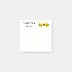 From The Desk Of Bus Driver Personalised Yellow Post-it Notes
