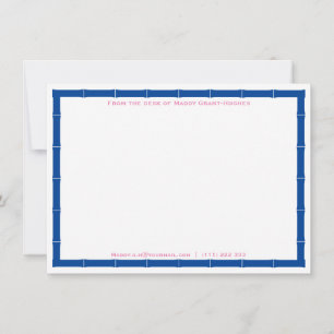 From The Desk Of Chic Blue And White Bamboo Frame Card