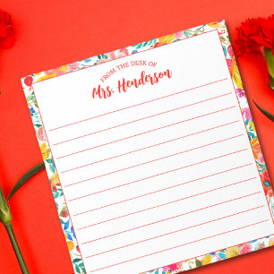 From The Desk Of Colourful Floral Notepad