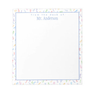 From the desk of - Custom Teacher Name - Alphabet Notepad