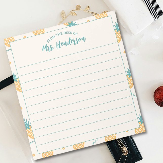 From The Desk Of Cute Girly Pineapple Pattern Notepad (Creator Uploaded)