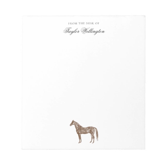 From The Desk Of | Elegant Horse Equestrian Name Notepad (Front)