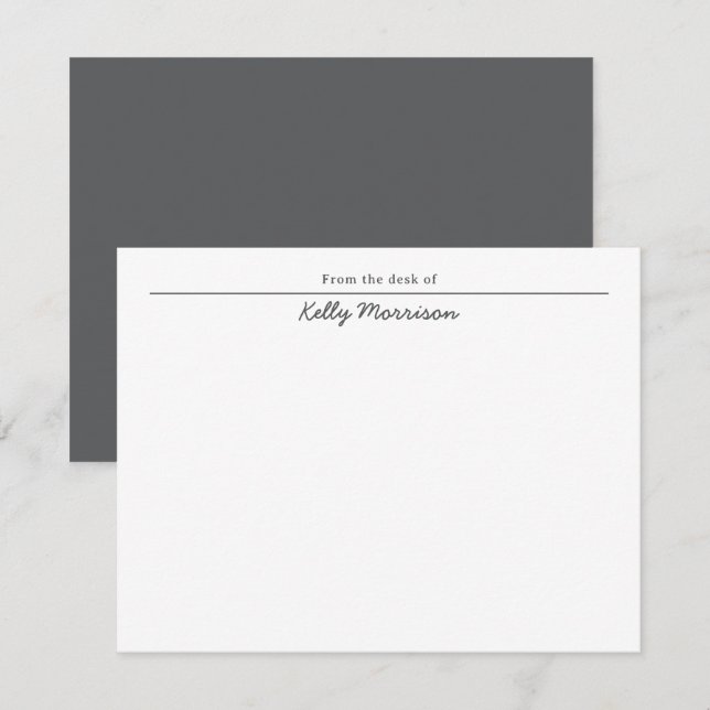 From the Desk of Elegant Personalised Flat Card (Front/Back)