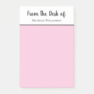 From the Desk of Elegant Typography Cute Pink Post-it Notes