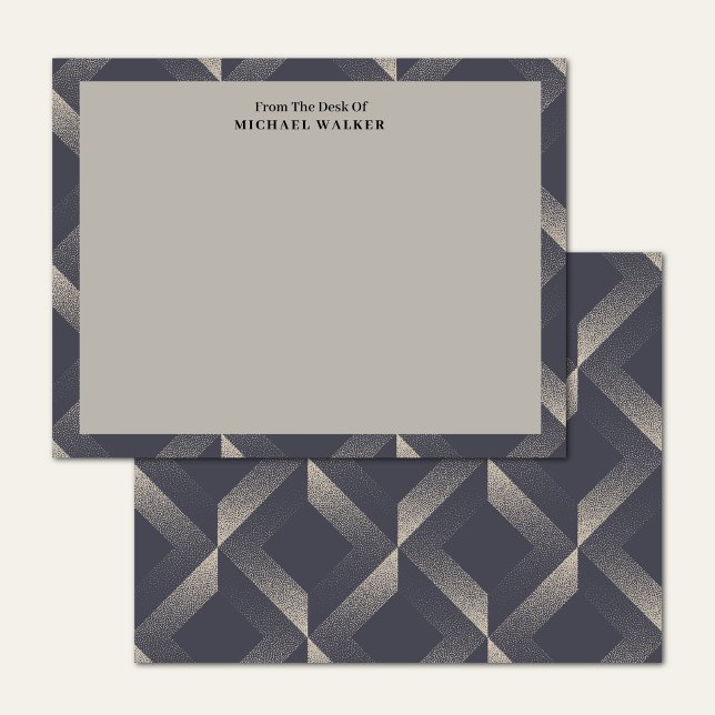 From The Desk Of Geometric Black Grey Pattern Flat Card (Creator Uploaded)