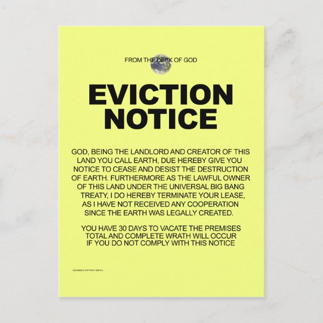 From the desk of God Postcard (Front)