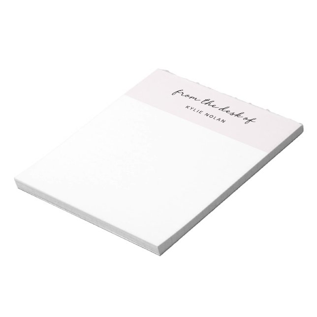 From The Desk of Monogram Script Pearl Colour Bloc Notepad (Rotated)