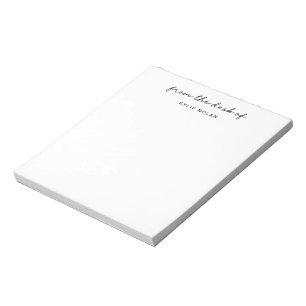 From The Desk of Monogram Script White Notepad