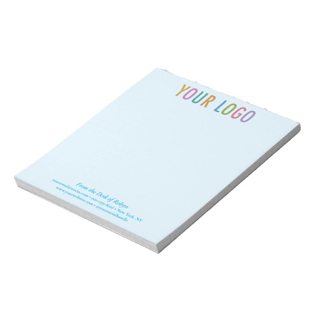 From the Desk of Name Notepad with Logo Baby Blue (Rotated)