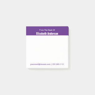 From the Desk of Name Purple and White Template Post-it Notes