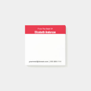 From the Desk of Name Red and White Email Phone Post-it Notes