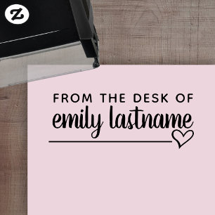 From the Desk of Name - Script Whimsical Heart Self-inking Stamp