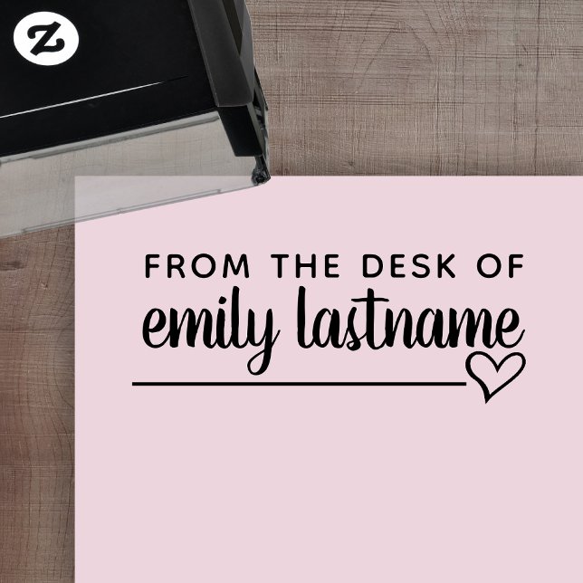 From the Desk of Name - Script Whimsical Heart Self-inking Stamp (Creator Uploaded)