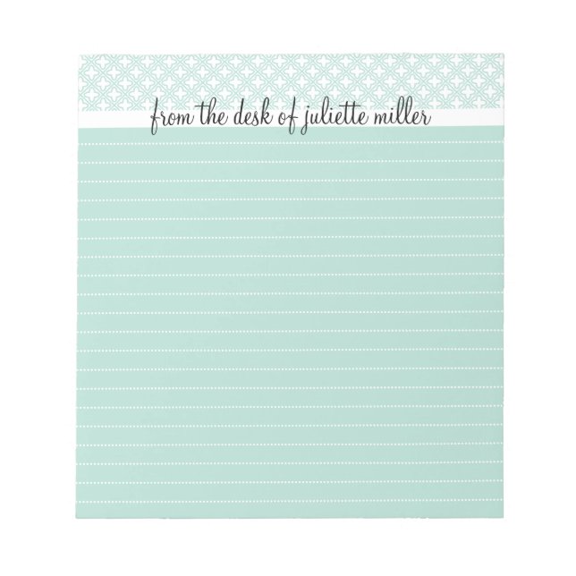 From the Desk Of Personalised Lined Notepad, Aqua Notepad (Front)