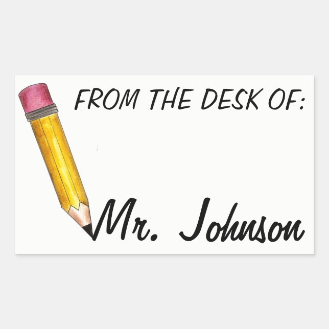 From the Desk of Personalised School Teacher Rectangular Sticker (Front)