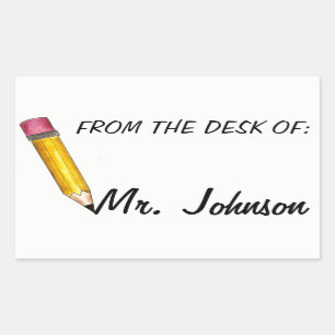 From the Desk of Personalised School Teacher Rectangular Sticker
