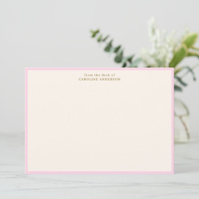 From the Desk Of Pink Cream Personalised Name Gift Card (Standing Front)