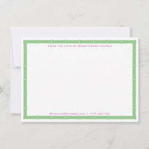 From The Desk Of Preppy Apple Green And Pink Card
