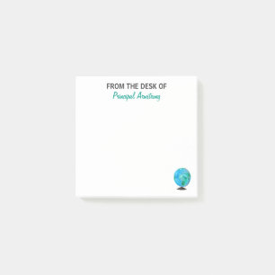 From The Desk of Principal Personalised Globe Post-it Notes