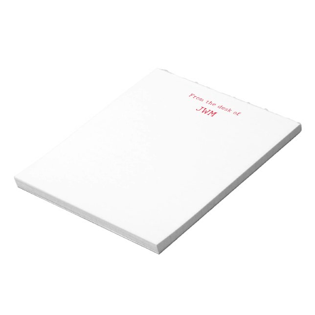 From The Desk Of Red Monogram Initials Notepad (Rotated)