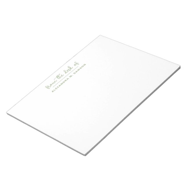 From The Desk Of Sage Green Personalised Trendy Notepad (Angled)