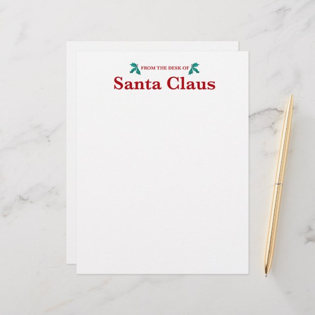 From the Desk of Santa Claus Custom Letterhead (Front/Back In Situ)
