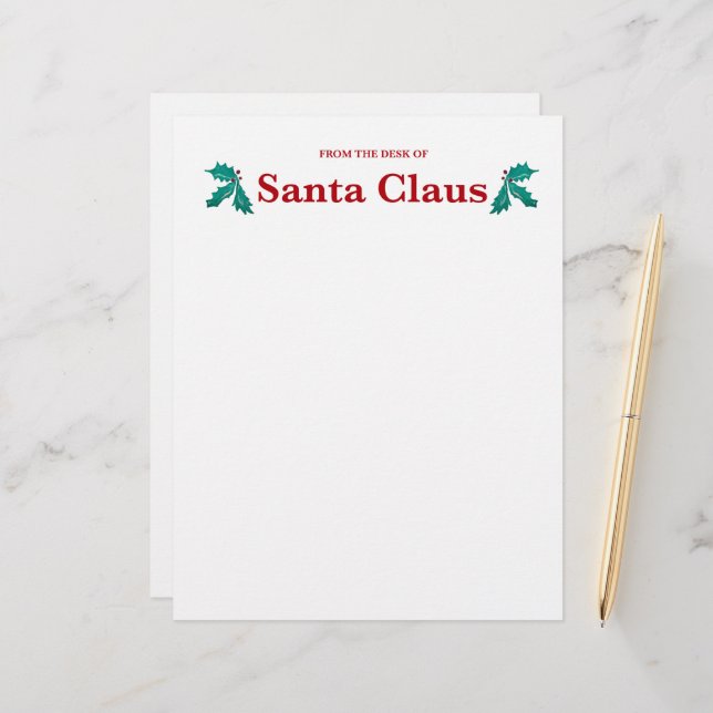 From the Desk of Santa Claus Custom Letterhead (Front/Back In Situ)