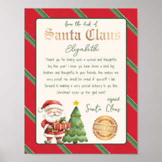 From the desk of Santa Claus Tree Santa Letter Poster