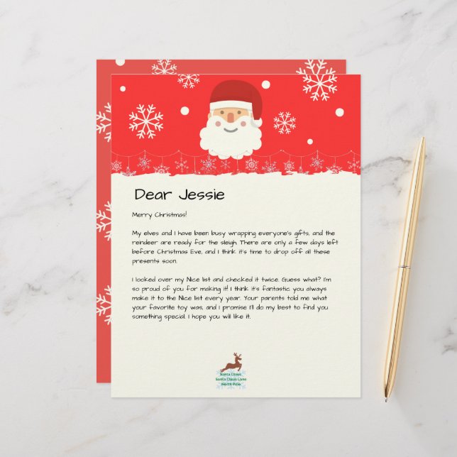 From The Desk of Santa|Custom Christmas Letter (Front/Back In Situ)