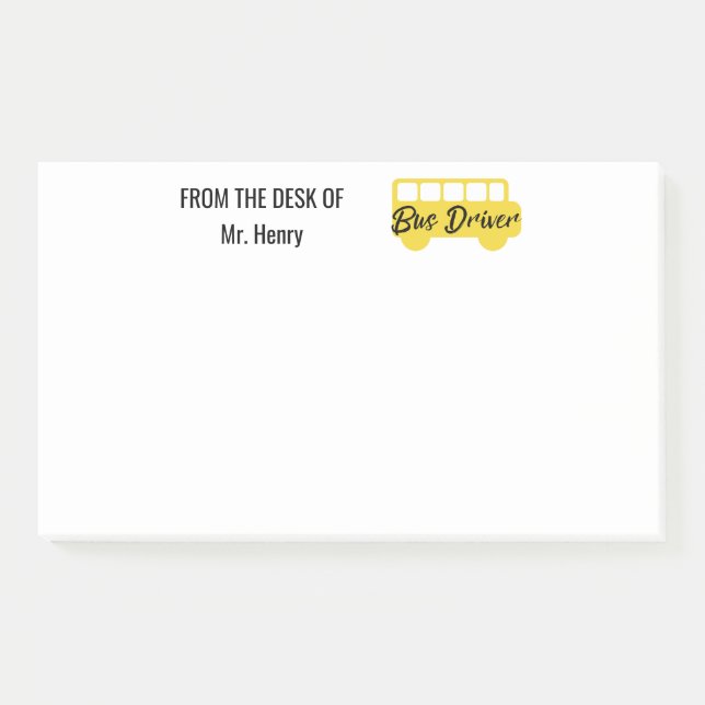 From The Desk Of School Bus Driver Personalised Post-it Notes (Front)