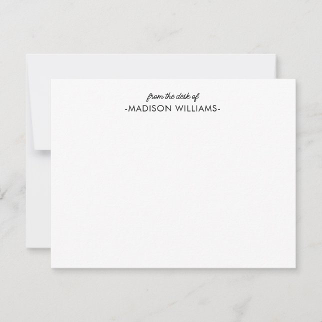 From the desk of Simple Modern Black Script Note C Card (Front)