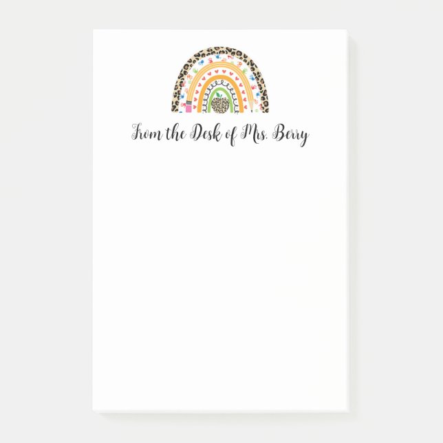 From the Desk of Teacher Modern Rainbow Post-it Notes (Front)