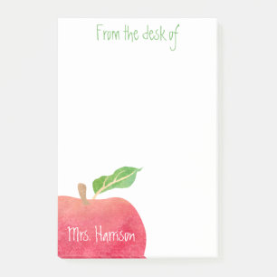 From the Desk of Teacher Red Apple Personalised Post-it Notes