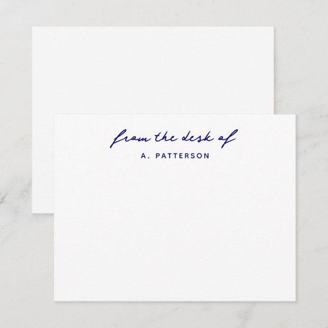 From The Desk Of True Navy Blue Stylish Modern Card (Front/Back)