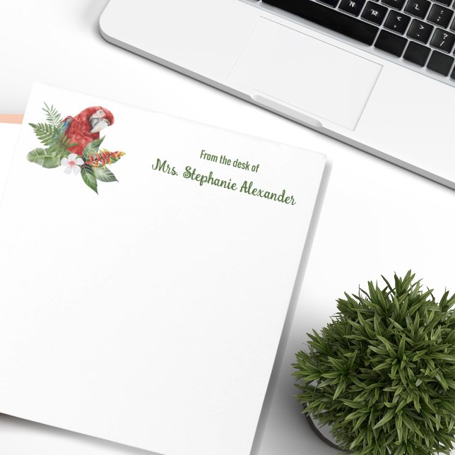 From the Desk Of Watercolor Tropical Bird Teachers Notepad (Creator Uploaded)