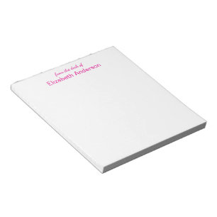 From the desk of White and Hot Pink Name Template Notepad
